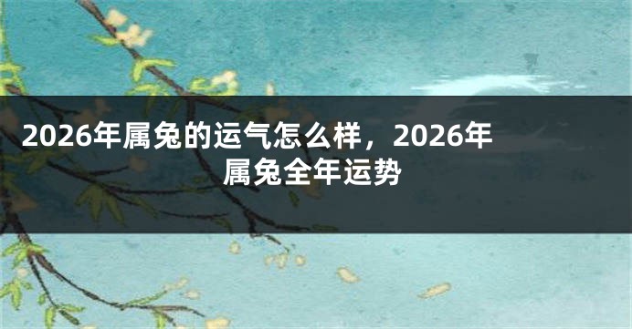 2026年属兔的运气怎么样，2026年属兔全年运势