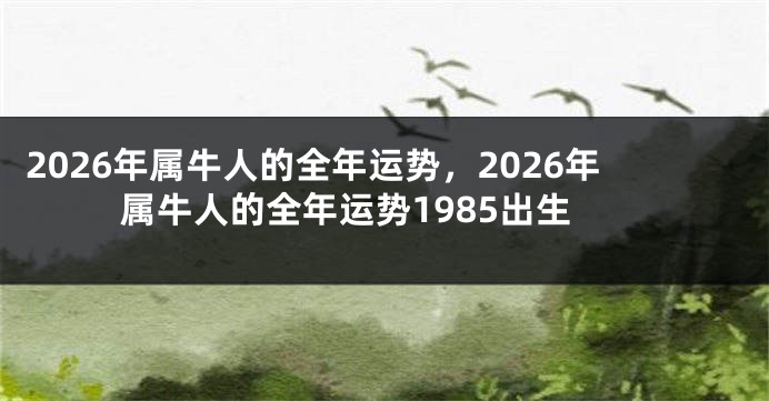 2026年属牛人的全年运势,2026年属牛人的全年运势1985出生