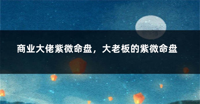 商业大佬紫微命盘，大老板的紫微命盘