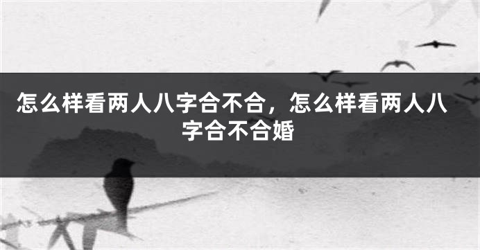 怎么样看两人八字合不合，怎么样看两人八字合不合婚