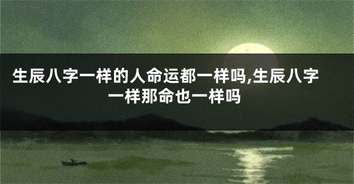 生辰八字一样的人命运都一样吗,生辰八字一样那命也一样吗
