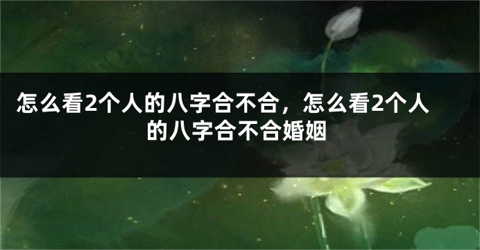 怎么看2个人的八字合不合，怎么看2个人的八字合不合婚姻