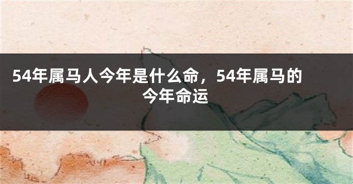 54年属马人今年是什么命，54年属马的今年命运