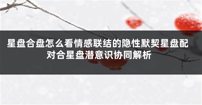 星盘合盘怎么看情感联结的隐性默契星盘配对合星盘潜意识协同解析