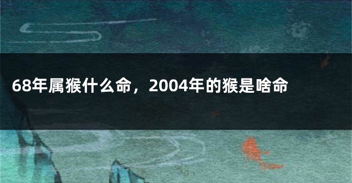 68年属猴什么命,2004年的猴是啥命