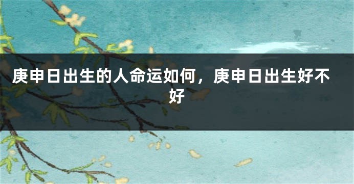 庚申日出生的人命运如何,庚申日出生好不好