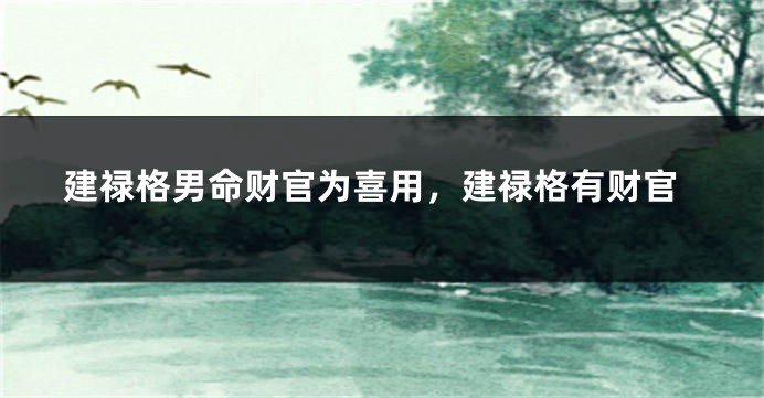 建禄格男命财官为喜用,建禄格有财官