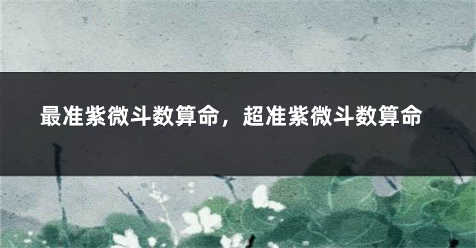最准紫微斗数算命，超准紫微斗数算命