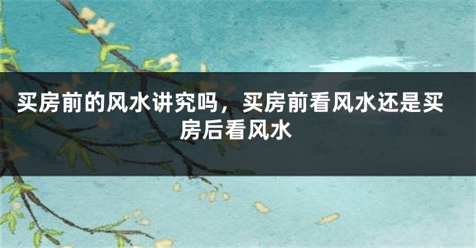 买房前的风水讲究吗,买房前看风水还是买房后看风水