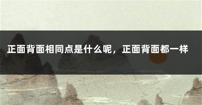 正面背面相同点是什么呢，正面背面都一样