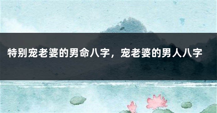 特别宠老婆的男命八字,宠老婆的男人八字