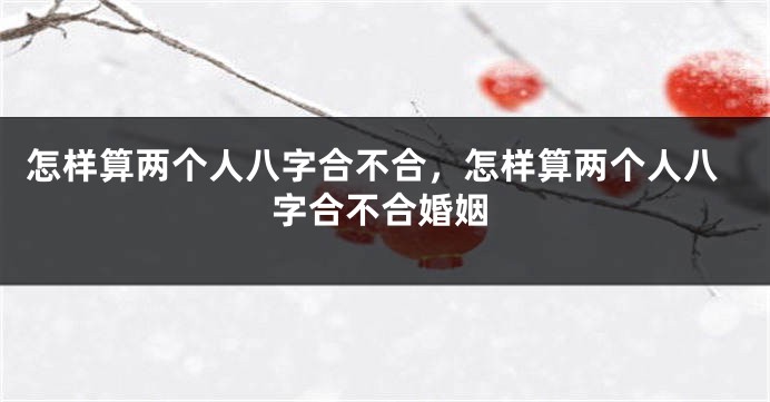 怎样算两个人八字合不合，怎样算两个人八字合不合婚姻