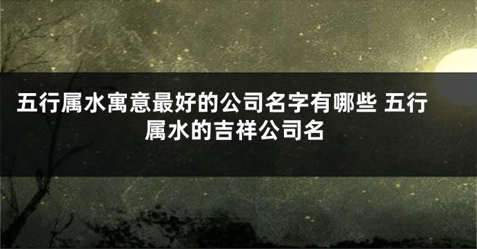五行属水寓意最好的公司名字有哪些 五行属水的吉祥公司名