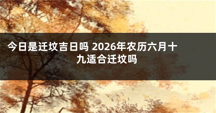 今日是迁坟吉日吗 2026年农历六月十九适合迁坟吗
