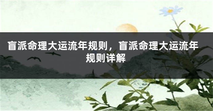 盲派命理大运流年规则,盲派命理大运流年规则详解