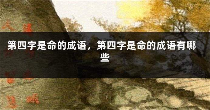 第四字是命的成语,第四字是命的成语有哪些