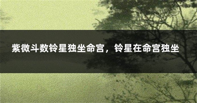 紫微斗数铃星独坐命宫，铃星在命宫独坐