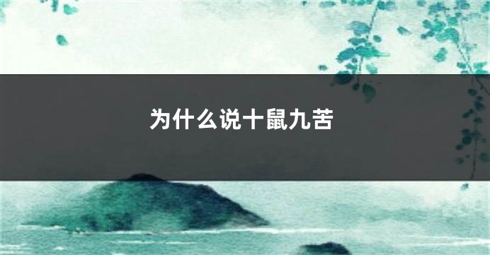 为什么说十鼠九苦