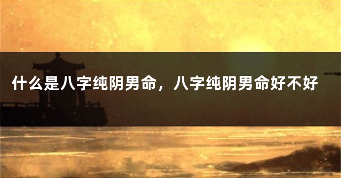 什么是八字纯阴男命，八字纯阴男命好不好