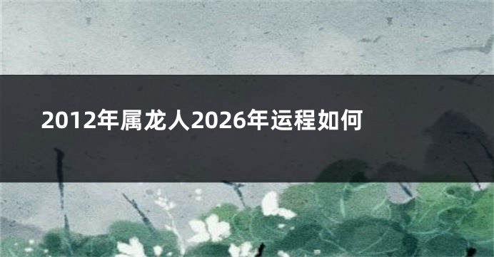 2012年属龙人2026年运程如何