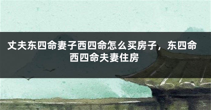 丈夫东四命妻子西四命怎么买房子，东四命西四命夫妻住房