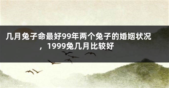 几月兔子命最好99年两个兔子的婚姻状况,1999兔几月比较好