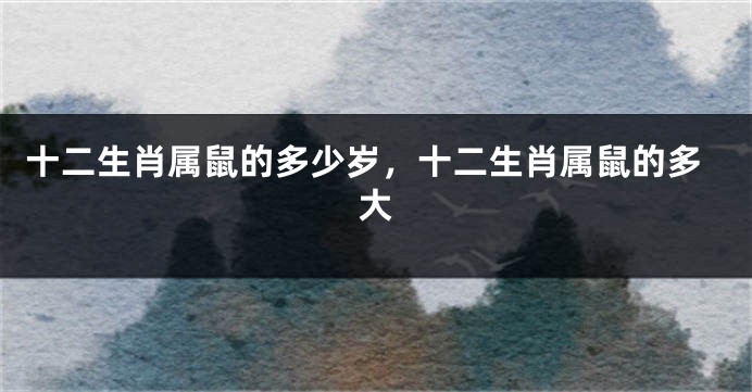 十二生肖属鼠的多少岁,十二生肖属鼠的多大