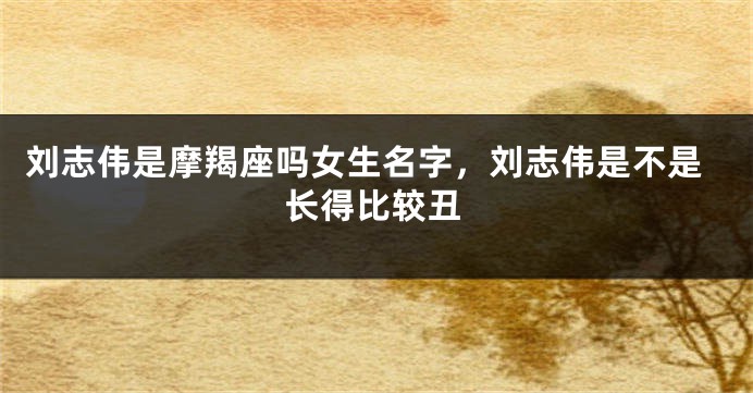 刘志伟是摩羯座吗女生名字，刘志伟是不是长得比较丑