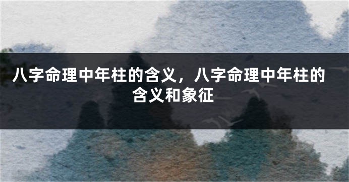 八字命理中年柱的含义，八字命理中年柱的含义和象征