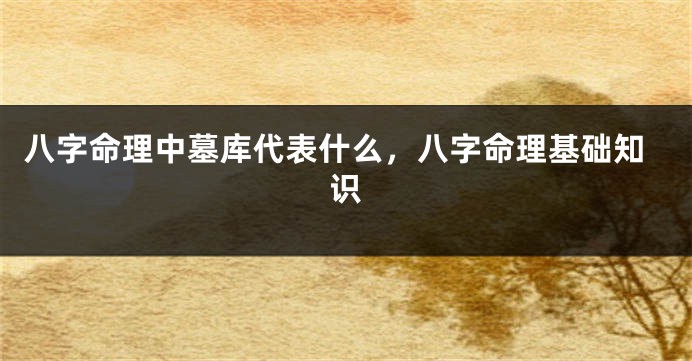 八字命理中墓库代表什么，八字命理基础知识