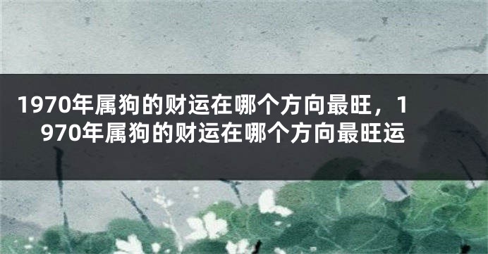 1970年属狗的财运在哪个方向最旺，1970年属狗的财运在哪个方向最旺运