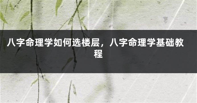 八字命理学如何选楼层，八字命理学基础教程