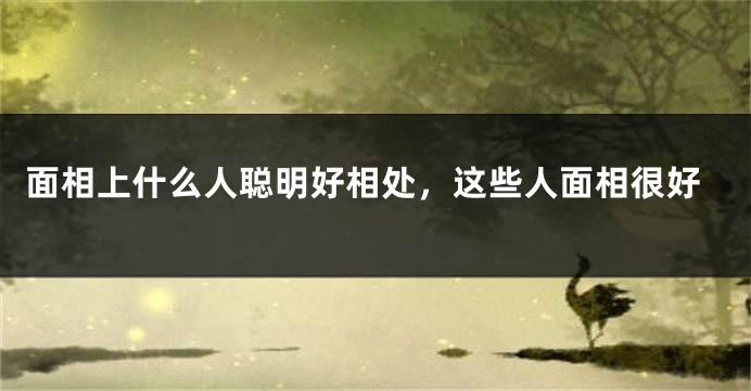 面相上什么人聪明好相处，这些人面相很好