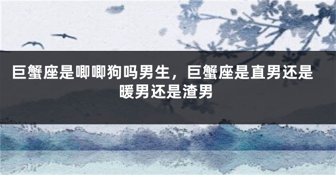 巨蟹座是唧唧狗吗男生,巨蟹座是直男还是暖男还是渣男