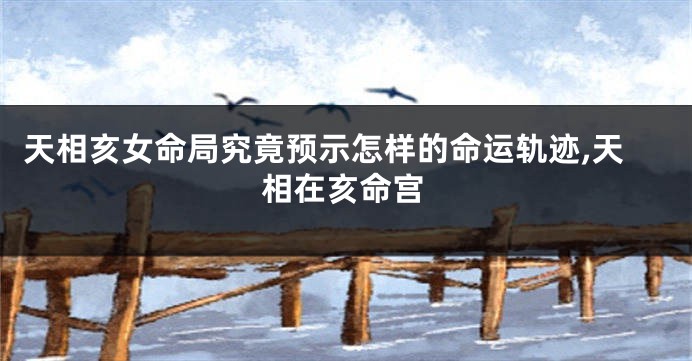 天相亥女命局究竟预示怎样的命运轨迹,天相在亥命宫
