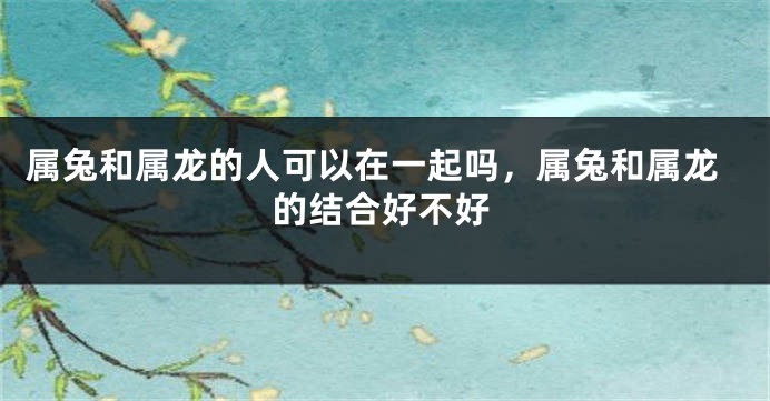 属兔和属龙的人可以在一起吗，属兔和属龙的结合好不好