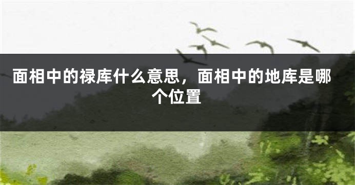 面相中的禄库什么意思，面相中的地库是哪个位置