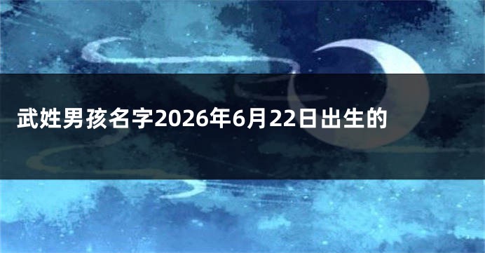 武姓男孩名字2026年6月22日出生的