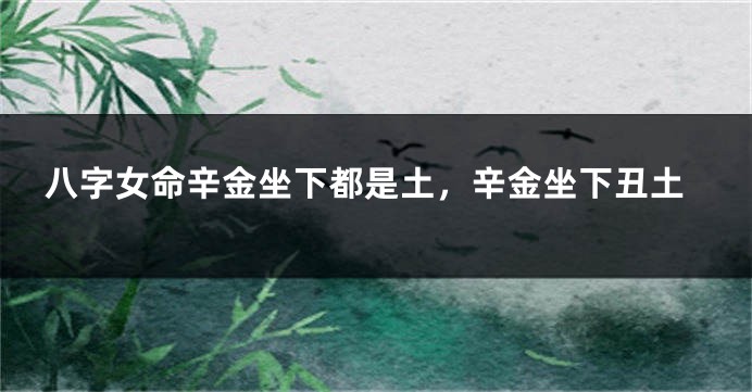 八字女命辛金坐下都是土，辛金坐下丑土