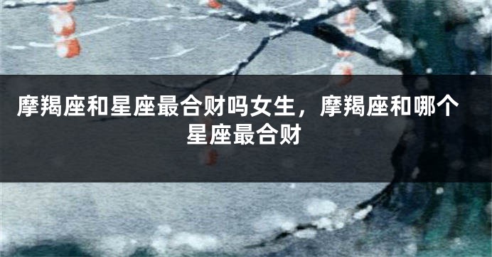 摩羯座和星座最合财吗女生，摩羯座和哪个星座最合财