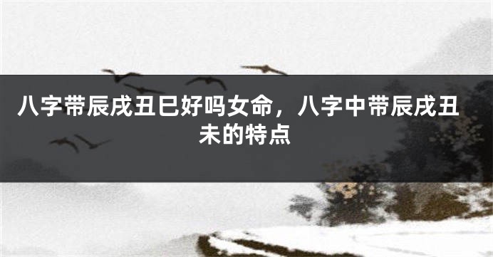 八字带辰戌丑巳好吗女命，八字中带辰戌丑未的特点