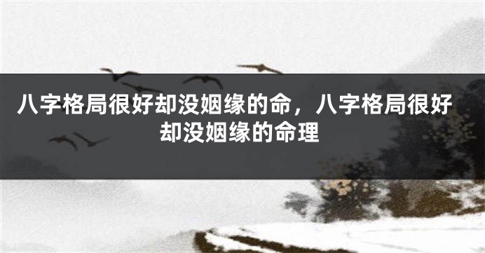 八字格局很好却没姻缘的命，八字格局很好却没姻缘的命理