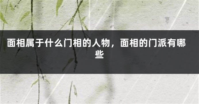 面相属于什么门相的人物,面相的门派有哪些