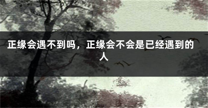正缘会遇不到吗，正缘会不会是已经遇到的人