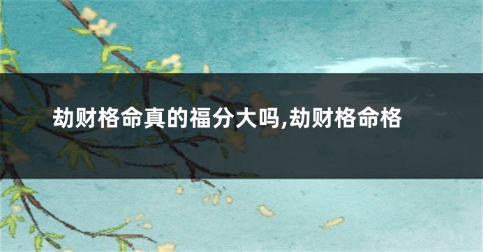 劫财格命真的福分大吗,劫财格命格
