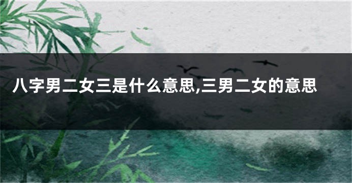 八字男二女三是什么意思,三男二女的意思