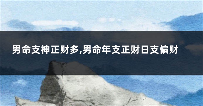 男命支神正财多,男命年支正财日支偏财