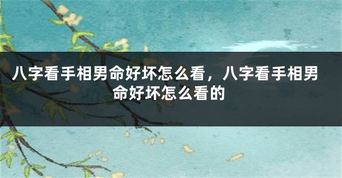 八字看手相男命好坏怎么看，八字看手相男命好坏怎么看的