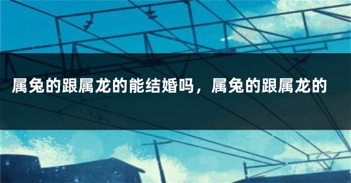 属兔的跟属龙的能结婚吗，属兔的跟属龙的