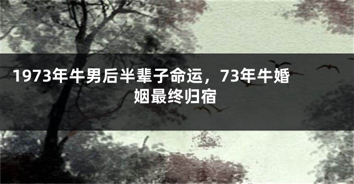 1973年牛男后半辈子命运，73年牛婚姻最终归宿
